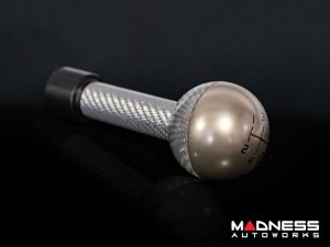FIAT 500 Gear Shift Knob - ABARTH Turismo - Aluminum + Silver Carbon Fiber 